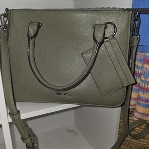 Nine West Olive Green Satchel with Crossbody Strap